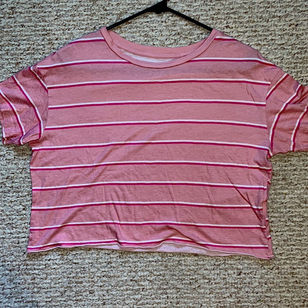 PINK XS Striped Crop Top